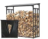 QUICK STAR Metall Kaminholzregal Anthrazit XXL 185 x 70 x 185 cm Garten Kaminholzunterstand 2,3 m³ Stapelhilfe Aussen mit Wetterschutz Schwarz