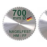 HM Sägeblatt 700 x 30 mm NAGELFEST FF Hartmetall FSP Kreissägeblatt 700mm für Bauholz Brennholz Schalholz Leimholz zum Sägen mit Wippsäge Tischkreissäge Kreissäge Kappsäge Brennholzsäge Tischsäge