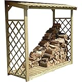 Demmelhuber Kaminholzregal Elbe 2 mit Rankgitter imprägniert 2,2 m³ Kaminholzspeicher 210 x 80 x 207cm Holzlager Kaminholzschrank Holzunterstand