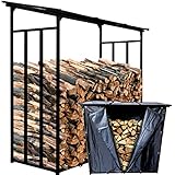 WELS Kaminholzregal Aussen XXL 185x70x185cm | Holzlager 2,3m³ 3,5 SRM | Metall Brennholzregal Außen | Garten Kaminholzlager mit Wetterschutz