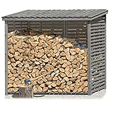 Gartenpirat Kaminholzregal XXL mit Rückwand für 3,8 m³ aus Holz grau für Brennholz