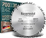 Bayerwald - HM Kreissägeblatt - Ø 700 mm x 4,2 mm x 30 mm | Wechselzahn (42 Zähne) | grobe, schnelle Zuschnitte - Brennholz & Holzwerkstoffe | für Tischkreissägen, Formatkreissäge & Wippkreissägen