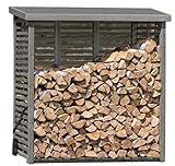 Kaminholzregal mit Rückwand für ca. 2 m³ Holz in grau von Gartenpirat®